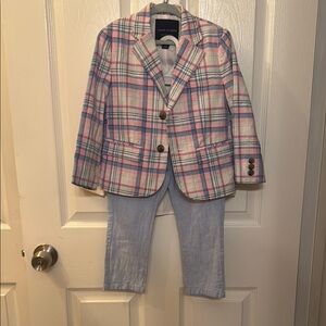 Janie and Jack Pink and Blue Plaid Blazer